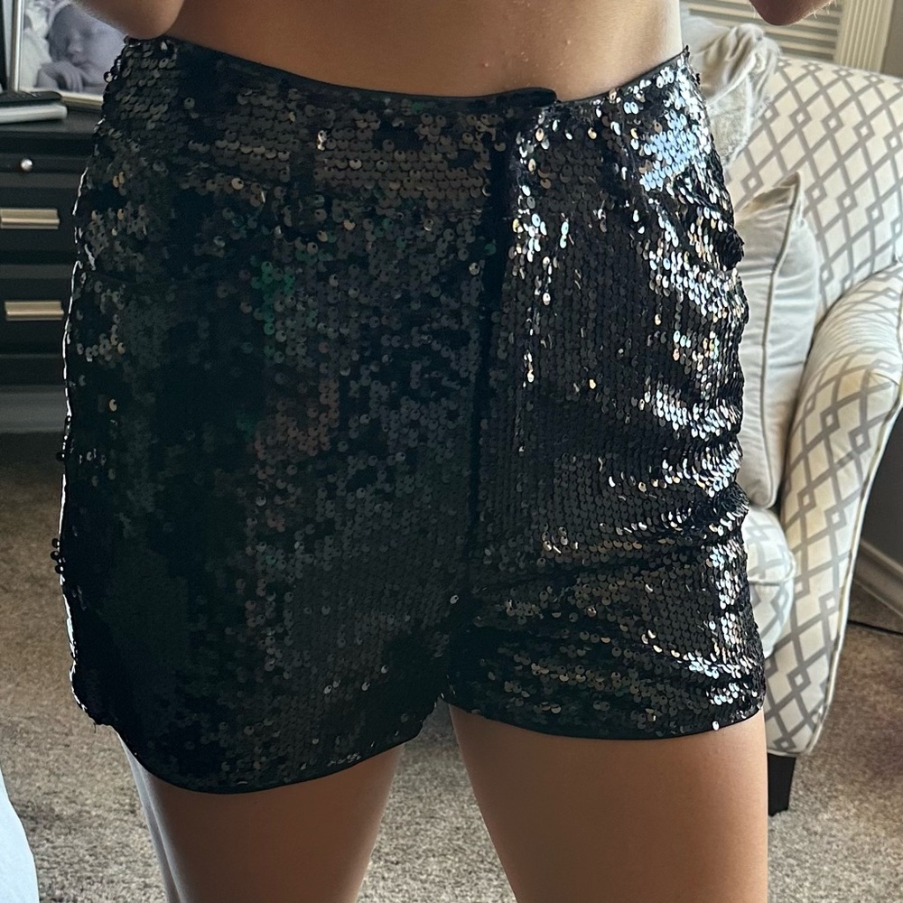 Sequin black shorts